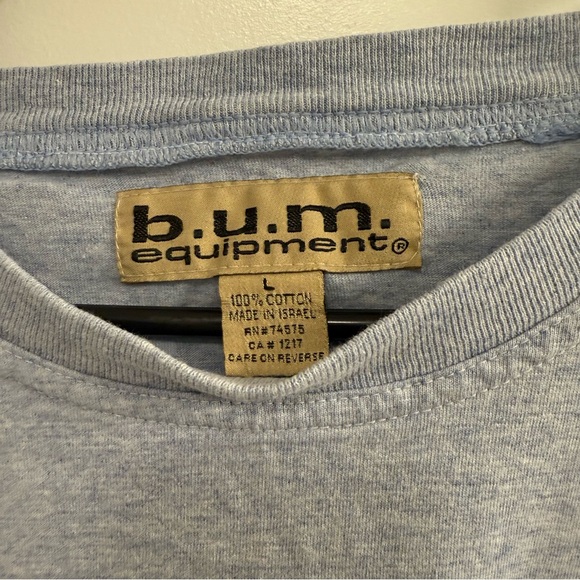 2000s Bum Equipment Embroidered Shirt Men’s Size Large Light Blue Heather Tee - Picture 3 of 5